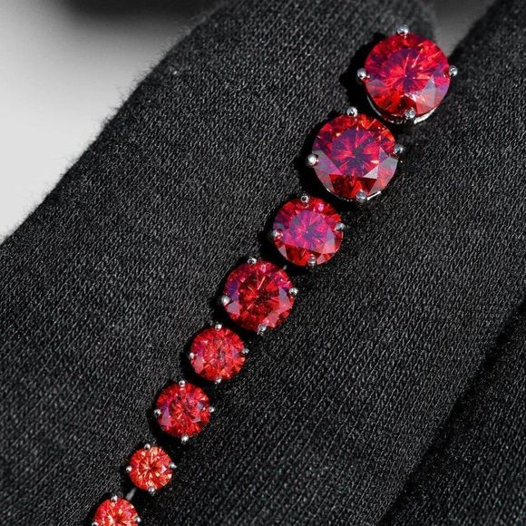 Jewelry - 0.6ctw - 4.0ctw Garnet Moissanite Stud Push Back Earrings for Women 925 Silver